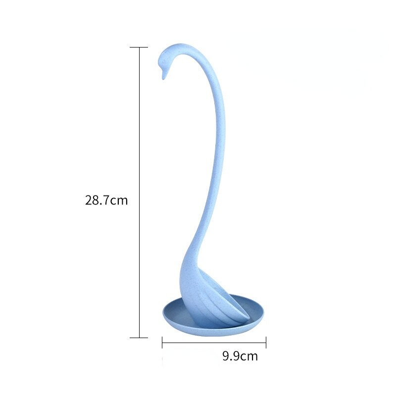 1Pc Swan Ladle Spoons with Tray Swan Shaped Ladle Special Swan Spoons Useful Kitchen Cooking Tool Plastic Ladle Home Table Decor: sky blue