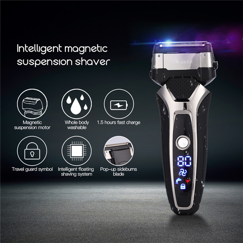 Men Rechargeable Electric Shaver Razor 3DTriple Floating Blade Stainless Steel Wireless Beard Trimmer Waterproof Shaving Machine