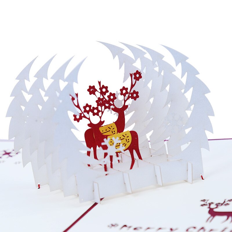10 Stuks Per Set Kerst 3D Card Kerst Herten Wenskaarten Creatieve Kerstcadeaus Relatiegeschenk