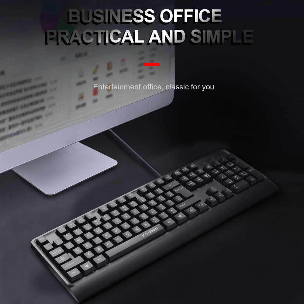 E-YOOSO K500 USB Gaming Membrane keyboard wired 104 Key Gamer ergonomic for Computer PC