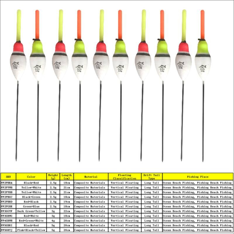 OLOEY-Conjunto de flotadores de pesca, boya de luz, flotadores de Color blanco, 10 Uds.
