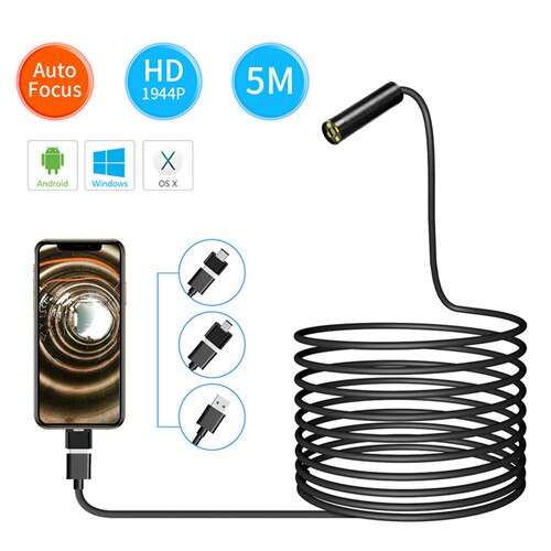 5MP 3 in 1 USB TYPE-C Endoscope For Android CMOS Borescope Inspection Camera: 2m / 14MM 5MP