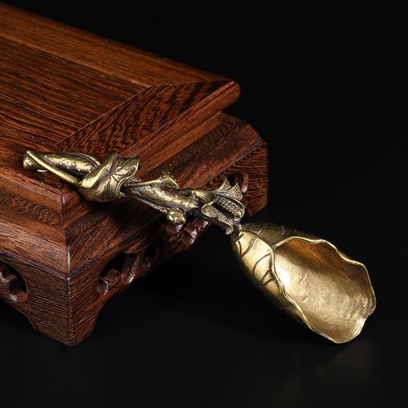 Mała herbata łopata mini herbata łopatka lotosowa łyżka miarka czysta miedź herbata akcesoria robić herbaciarnia