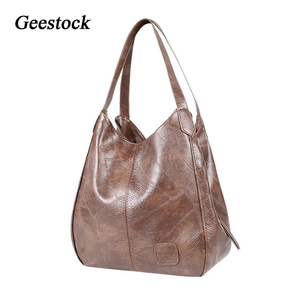 Geestock Vintage Top-Handle Bags Designers for Women Luxury Shoulder Bags PU Leather Totes Bags Female: Khaki