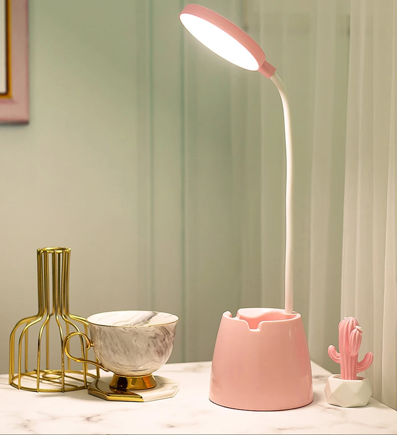 LED Oogbescherming Bureaulamp USB Bedlampje Opladen Student Studie Slaapzaal Leeslamp Slaapkamer Nachtlampje Cadeau: zwart
