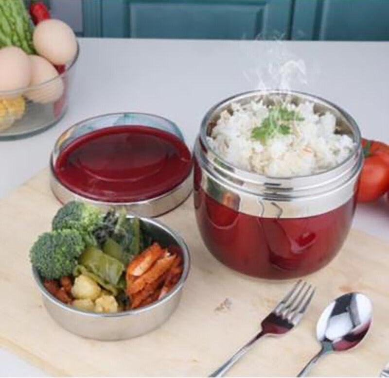 ONEUP Portable Stainless Steel Insulated Lunch Box Double-deck Bento Box Japanese 2-layer Insulated Bucket Soup Food Container