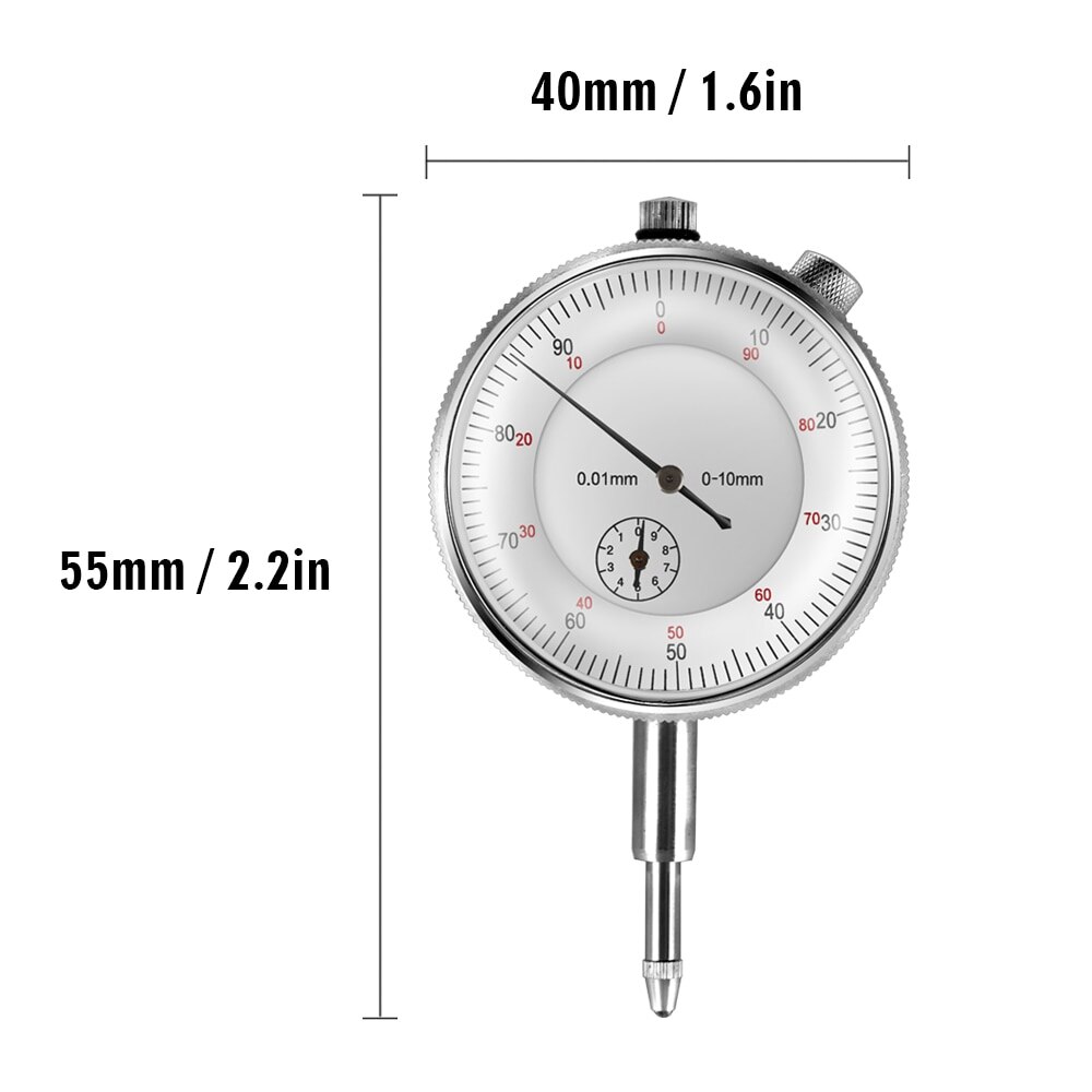 Dial Indicator 0-10mm 0.01mm Accuracy Measurement Instrument Dial Gauge Micrometer Precision Tools Portable Dial Test Indicator
