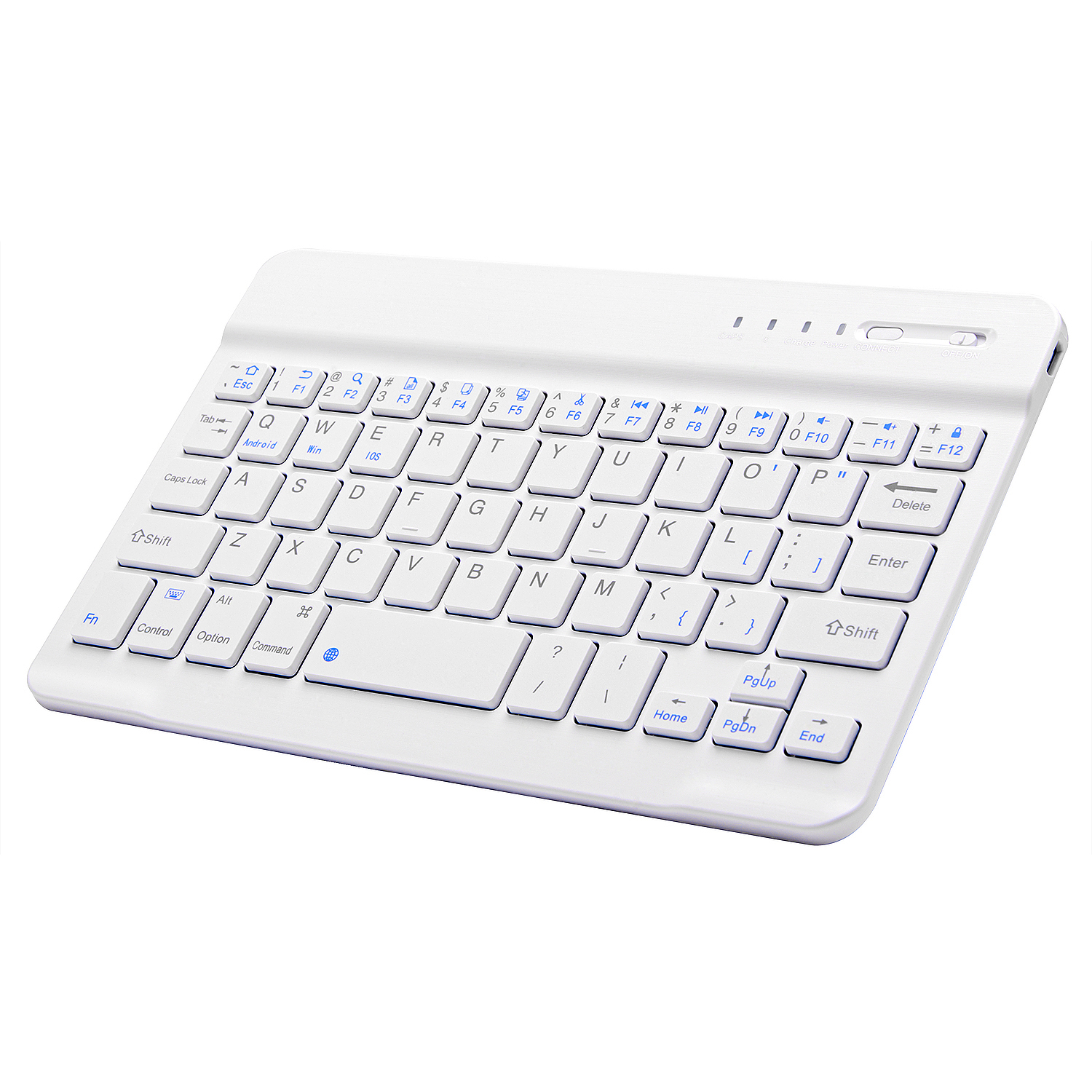 Mini Bluetooth Keyboard Wireless Keyboard Rechargeable For iPad Phone Tablet English Spanish Keyboard For Android ios Windows: 7in-White-keyboard