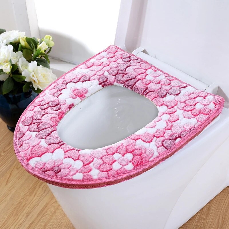 Wc Sitz Abdeckung Weiche Dickere Warme Plüsch Wc-sitz Deckel Pad Hause Dekoration Bathoom schließt matt Mit Reißverschluss Wasserdicht