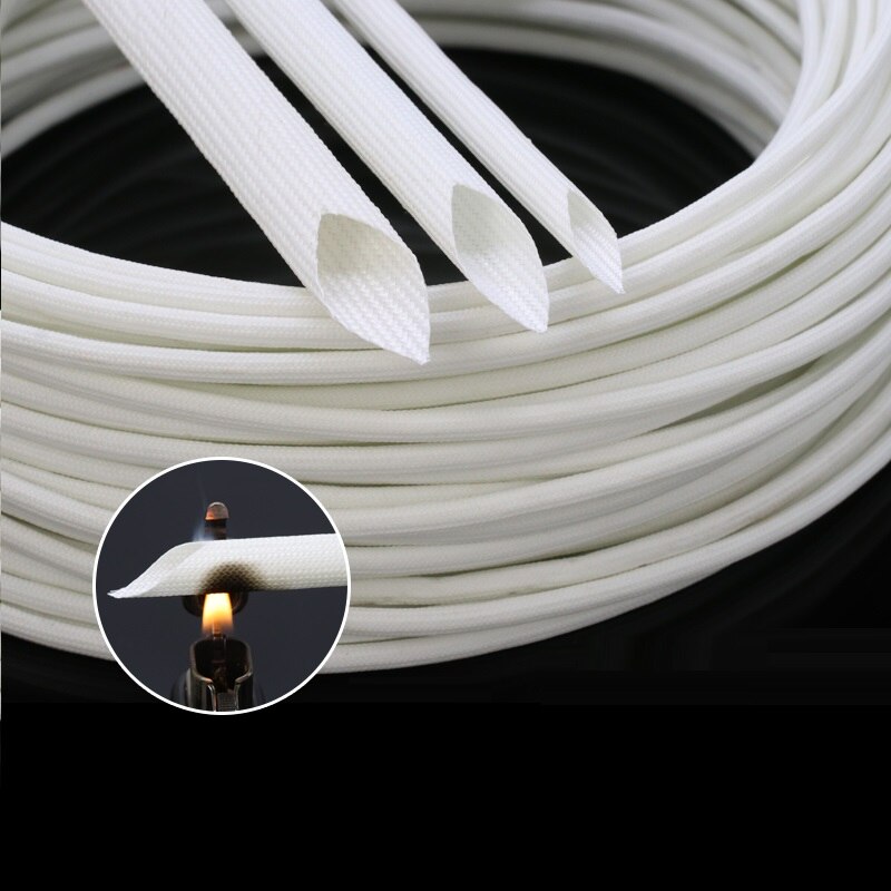 Manguito de fibra de vidrio de silicona de 6mm, cable resistente a las llamas, resina de silicona, tubo de protección aislado (blanco)-3/ 5/10 metros