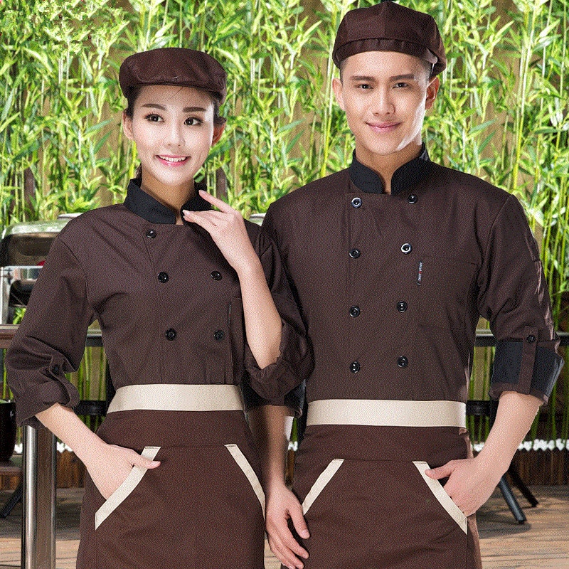 neue stil 3 farben unisex Koch kleidung Kellner mann und frau Uniform Kochjacke Restaurant arbeit kleidung