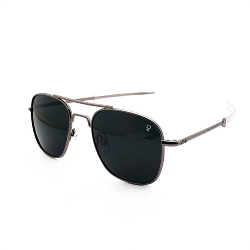 Militar do exército americano piloto ao óculos de sol lente de vidro dos homens mulher marca designer condução óculos masculino op55 op57 alta qualidade: gun gray