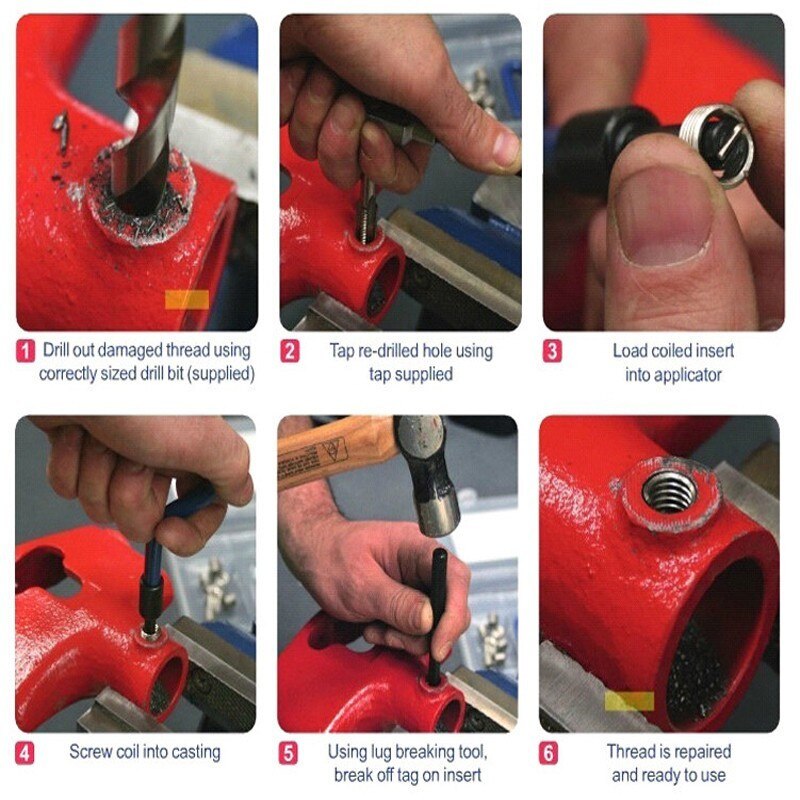 25PCS Car Engine Block Restoring Damaged Thread Repair Tool Kit M3 M4 M5 M6 M7 M8 Auto Helical Coil Insert Garage Tools