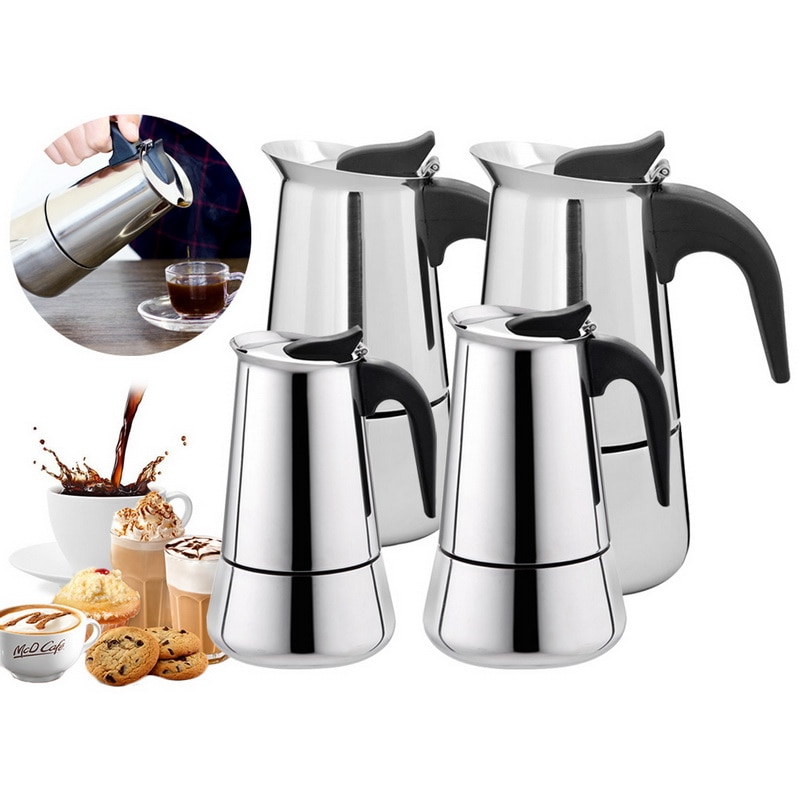 Roestvrij Staal Draagbare Koffiezetapparaat Espresso Moka Pot Ketel Koffie Brower Ketel Pot Pro Barista 100Ml/200Ml/300Ml/450Ml