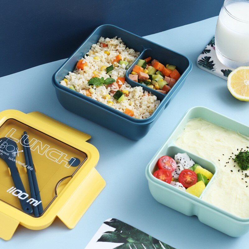 Lunch Box Voor Studenten En Kantoormedewerkers Met Servies Kan Worden Verwarmd Door Magnetron