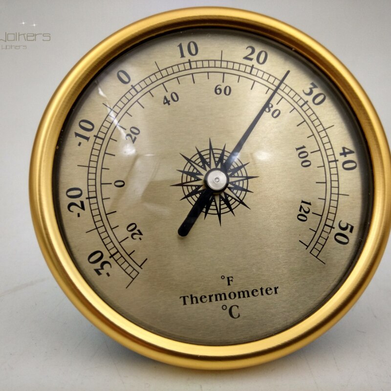 Outdoor thermometer household lead-free aluminum alloy panel, golden thermometer without battery 72mm