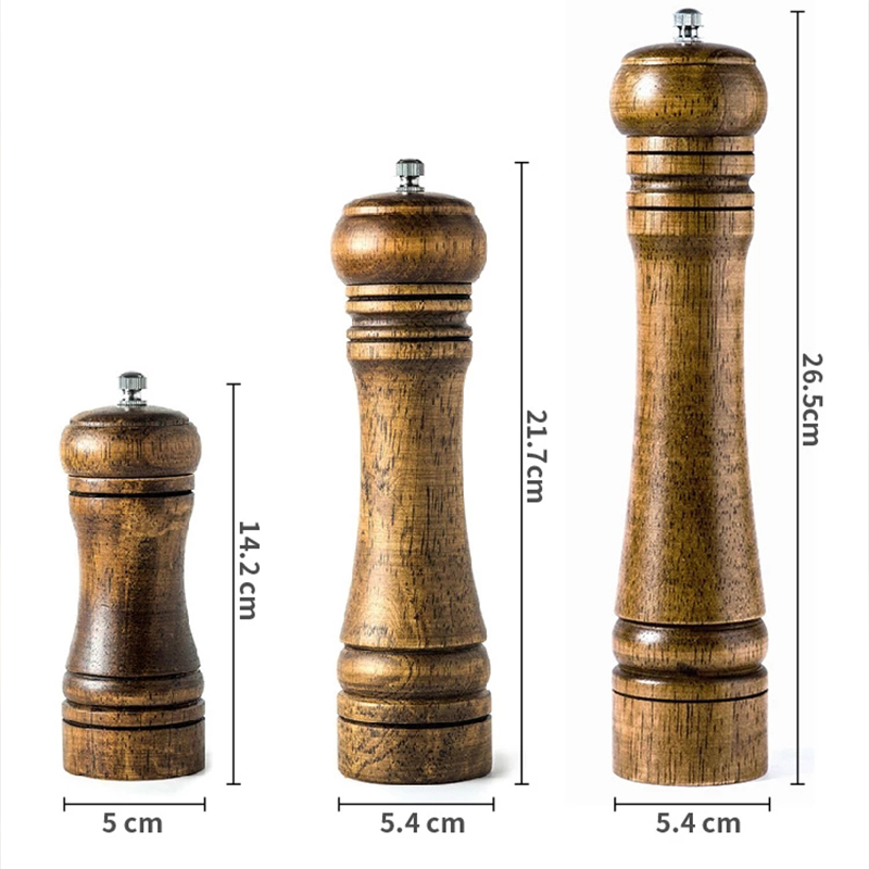 Klassische Eiche Holz Pfeffer Gewürzmühle Mühle Set Handheld Gewürz Einstellbare Mühlen Mühle Keramik Schleifen Core Werkzeuge Set