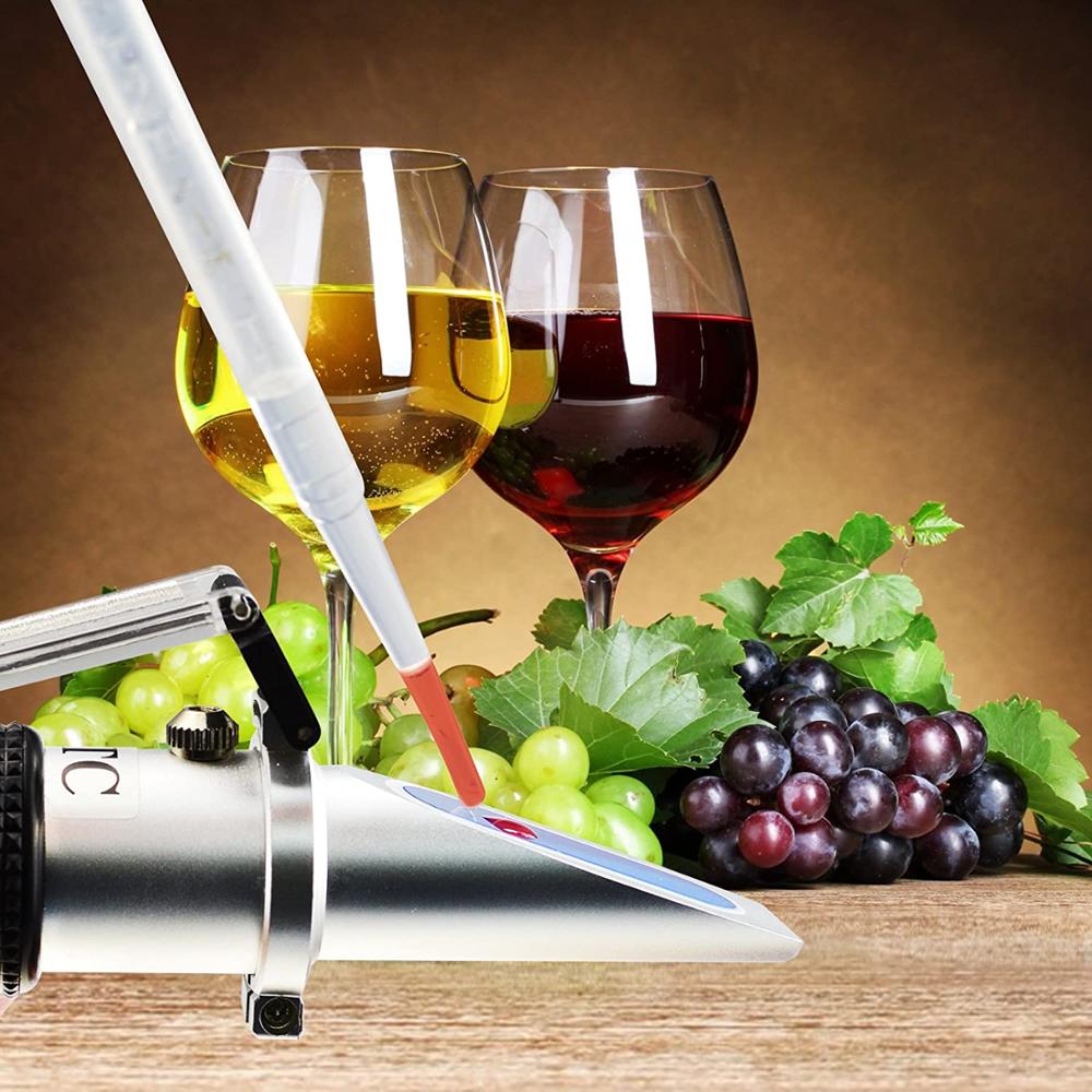 Refractómetro de Alcohol de vino de mano con ATC de doble escala Brix 0-40% 0-25% VOL, probador óptico para vino de uva