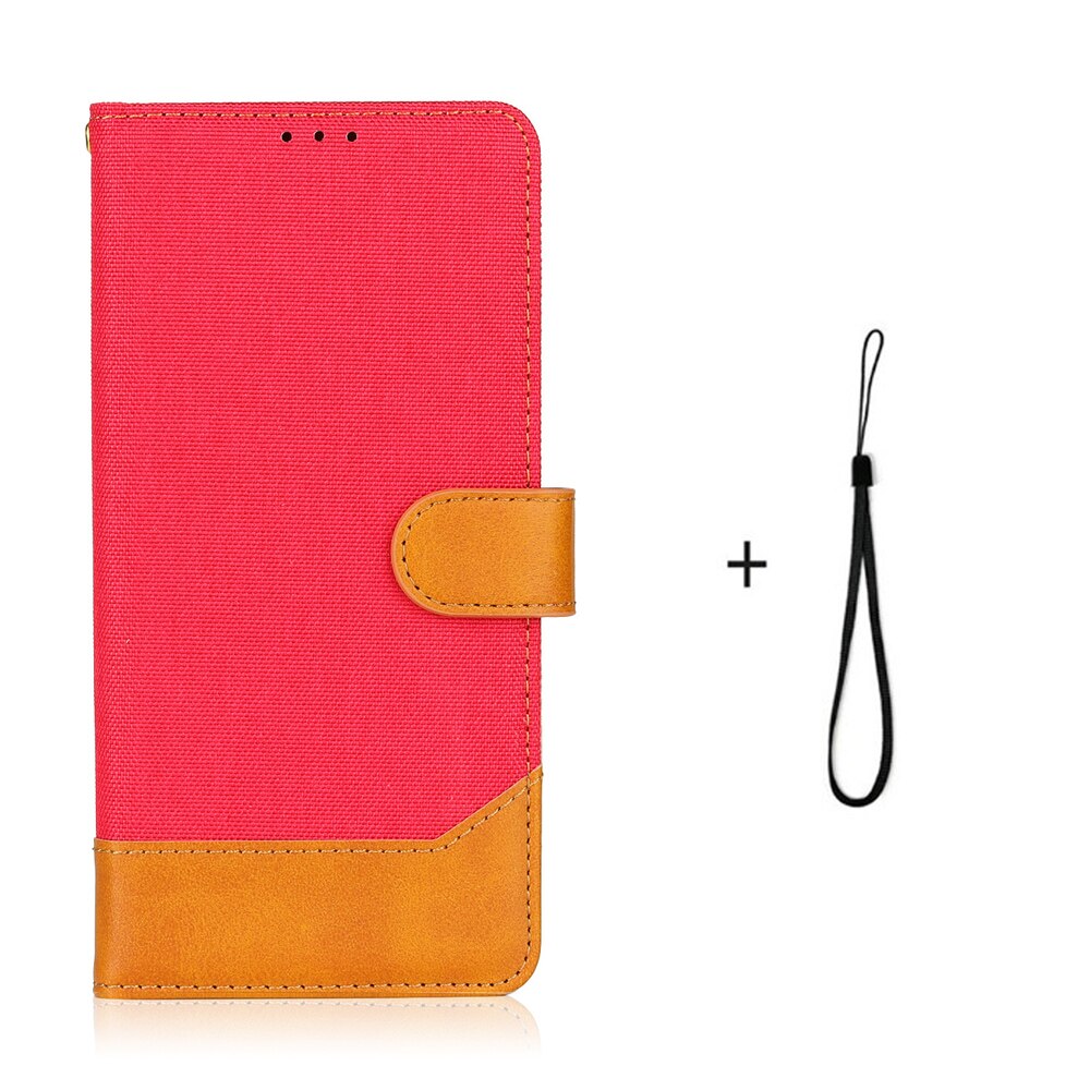 Portemonnee Boek Case Voor Xiaomi 11 Lite 5G Ne Cover Leather Card Stand Phone Protector Shell Etui Voor Xiaomi 11 Lite Ne Flip Cases: BW Red Strap