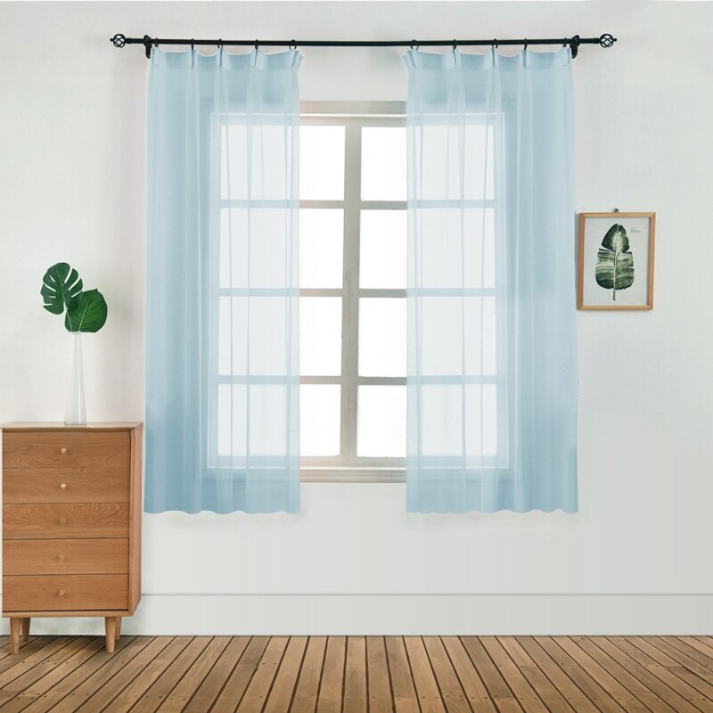 1Pcs Slaapkamer Moderne Venster Tule Gordijn Panel Voile Gordijn Woonkamer Keuken Tule Gordijnen: Blauw