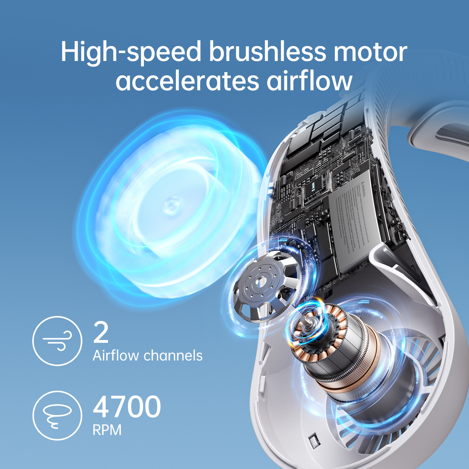 JISULIFE Ventilador de cuello portátil actualizado, batería de 5000 mAh, soporte para el cuello, ajuste de engranajes de 5 velocidades, ventilador manos libres portátil para exteriores