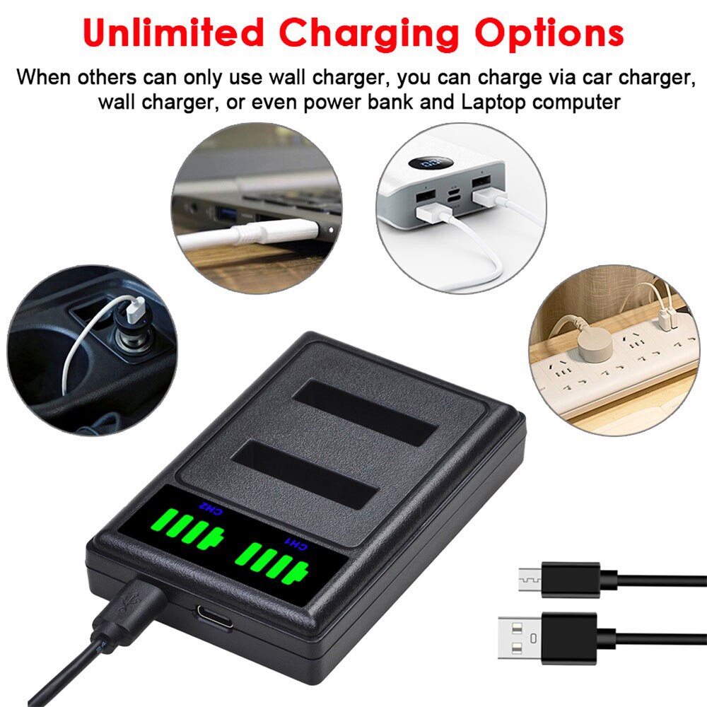 1Pc EN-EL12 EN EL12 LED USB Dual Ladegerät mit Typ C Port für Nikon Coolpix S9700 S9500 S9400 s9300 S9100 S8200 S8100