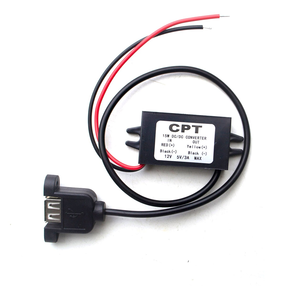 Convertidor de potencia de coche de DC-DC de 12V a 5V, 3a y 15W, Micro Mini USB, fuente de alimentación de reducción de voltaje, adaptador de salida, protección automática de bajo calor: Single USB with ear