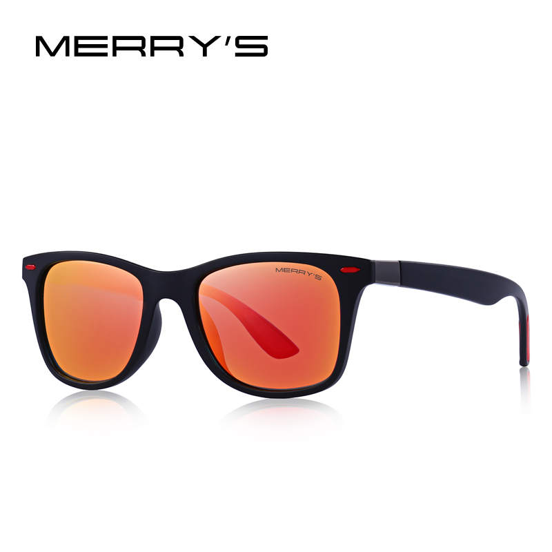 Merrys mænd kvinder klassisk retro nitte polariserede solbriller lysere firkantet ramme 100%  uv beskyttelse  s8508: C07 rødt spejl