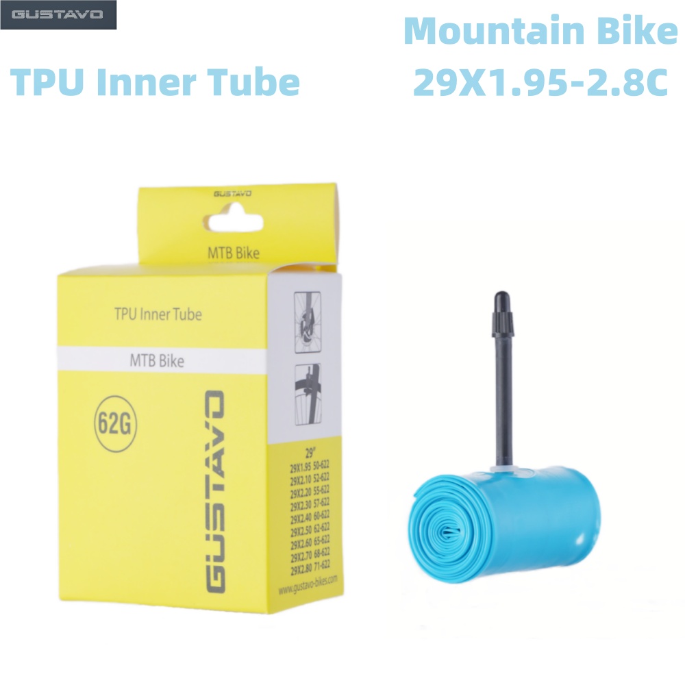 GUSTAVO TPU Ultraleichter MTB-Fahrradschlauch 26/27,5/29 x 1,95–2,8 C Französische Ventillänge 45 mm: Grau