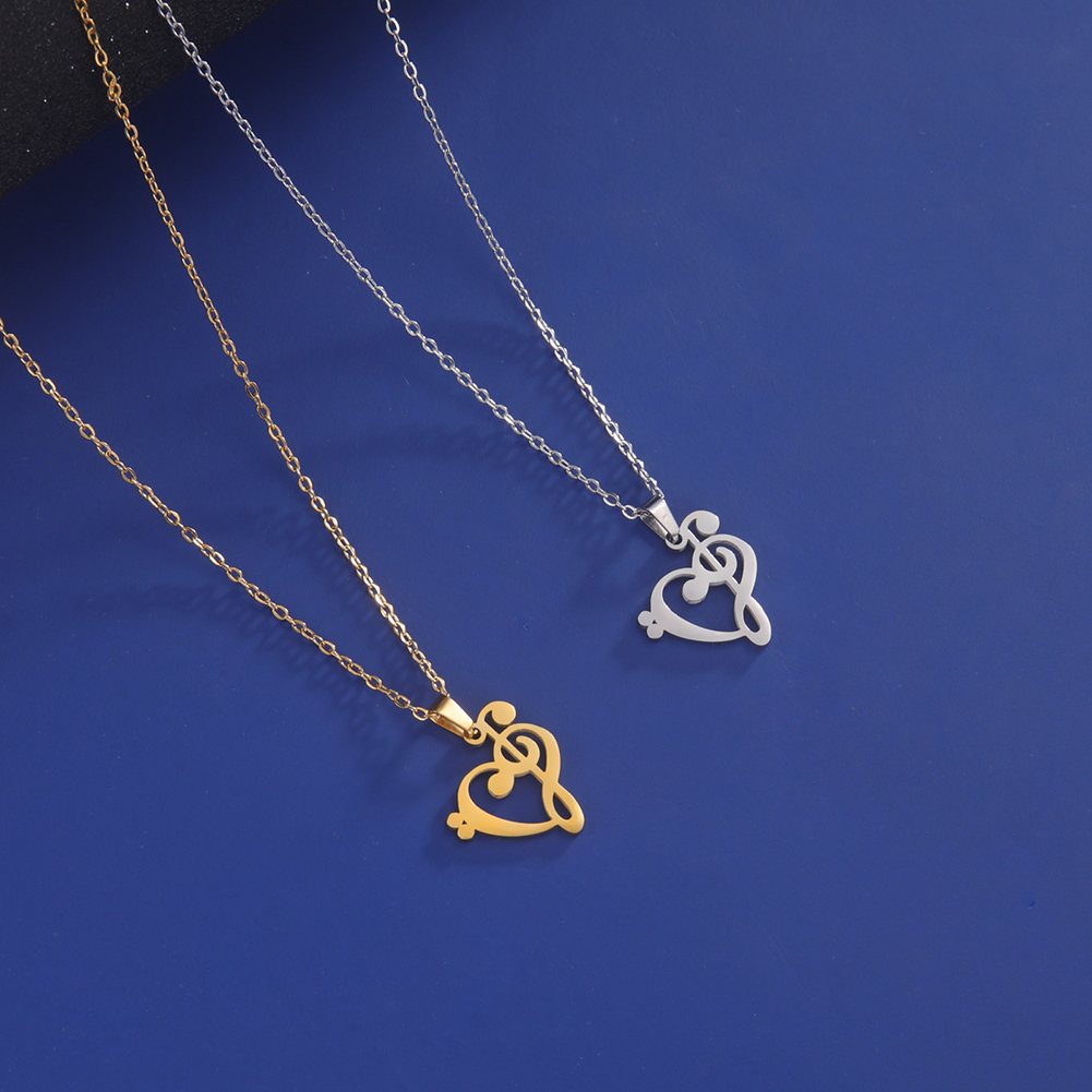 Lucktune Muzieknoot Hart Van Treble Sleutel Hanger Ketting Voor Vrouwen Rvs Liefde Muzikale Symbool Ketting Ketting Sieraden