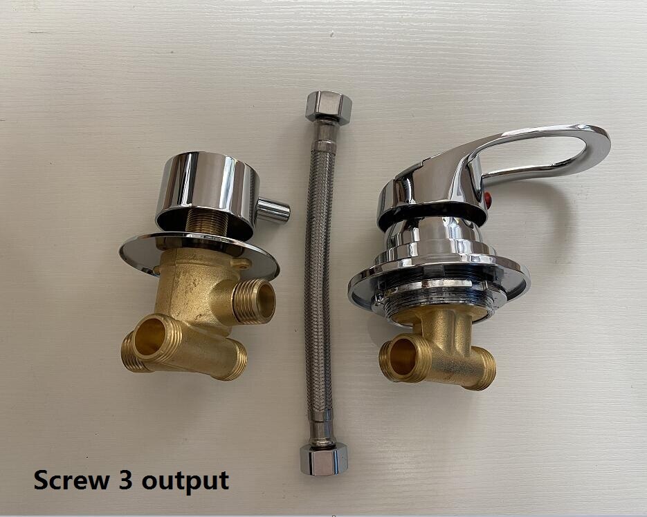 MTTUZK badrandcombinaties 2/3/4/5 Manieren water outlet messing douche tap schroef of intubatie split douchecabine douche mengkranen: set C 3 output