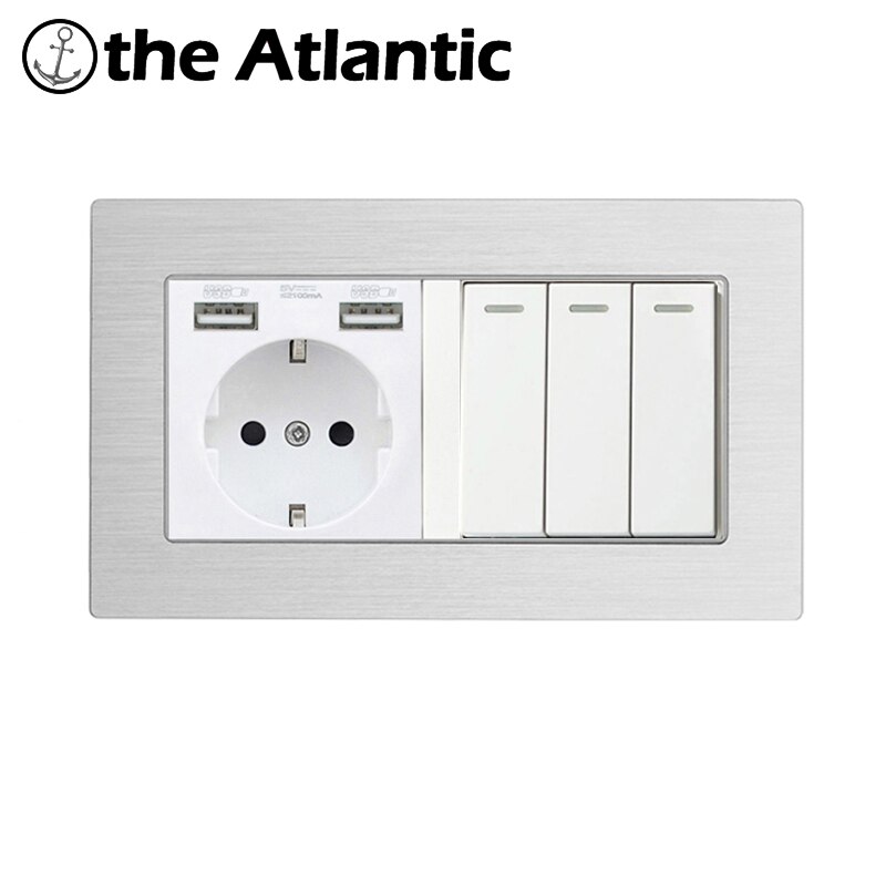 Atlectric DE alimentación DE enchufe DE la UE toma USB DE pared Puerto 1, 2, 3, 4 luz interruptor basculante doble zócalo DE salida 146mm * 86mm interruptor pared,pulsador,sensor de movimiento luz,swich