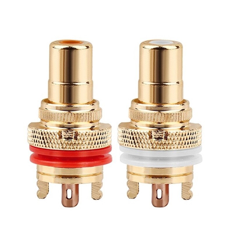 Rca-kontakt honhögtalarterminaler guld/rodiumpläterad koppar rca-uttag chassi cmc-kontakter audiojack hifi-adapterkontakt: Guldpläterad 1 par