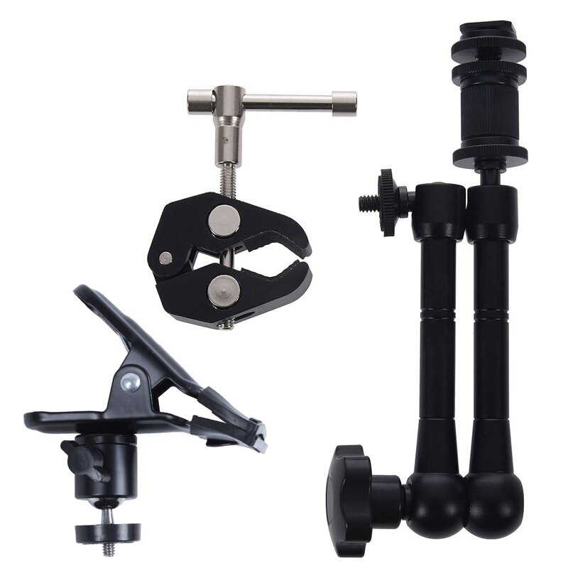 1 Pcs Metal Spring Clamp Clip with Ball Head & 1 Pcs Super Clamp + 11 Inch ic Arm Articule: Default Title