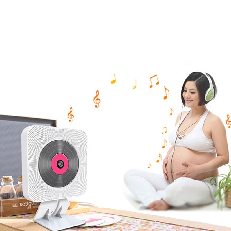 Vægmonteret bluetooth cd-afspiller bluetooth prænatal uddannelseshøjttaler lyde cd engelsk læringsmaskine (eu-stik)