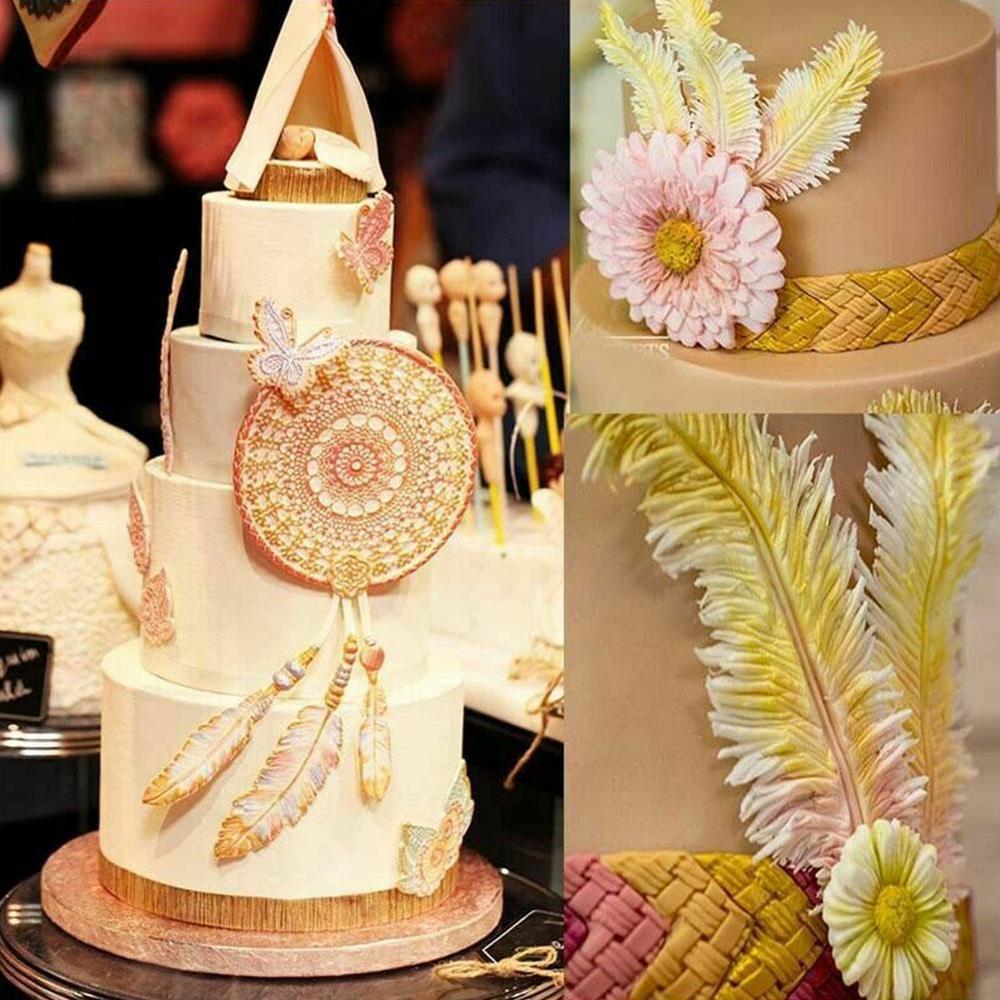 Feather Silicone Cookie Molds Cake Border Fondant Cake Decorating Chocolate Candy Molds Sugarcraft Gumpaste Clay Tools