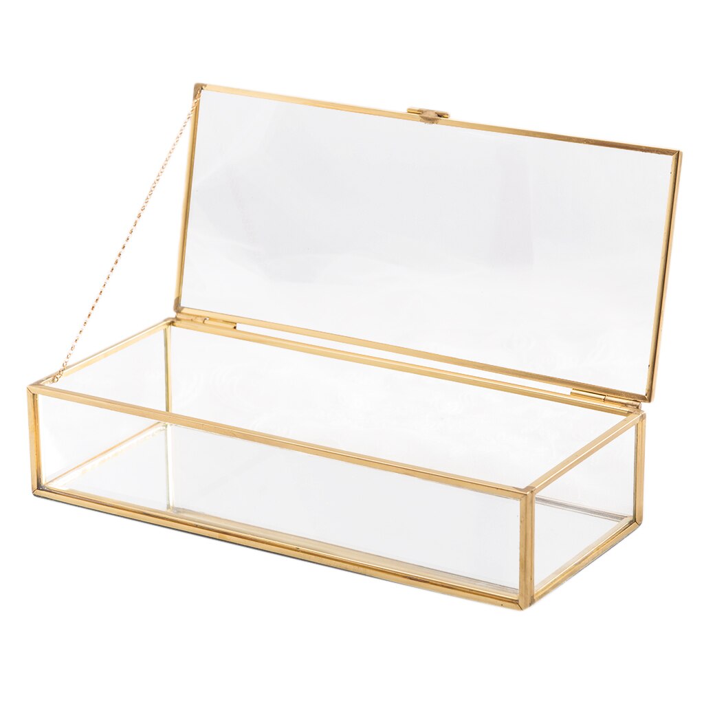 Jewelry Trinket Glass Box Case Jewelry Box Jewelry Organize with Cover Holder Ring Box for Necklace Bracelets Earrings Storage