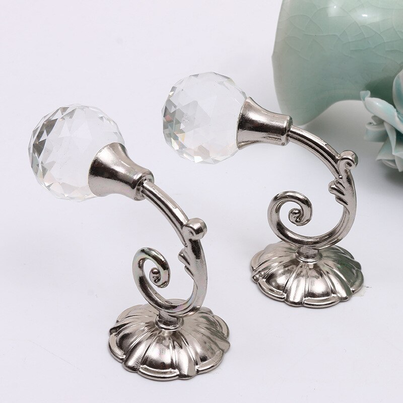 Solid Luxury Crystal Glass Curtain Holdback Wall Tie Back Hooks Hanger Holder Curtain Wall Hooks 2pcs