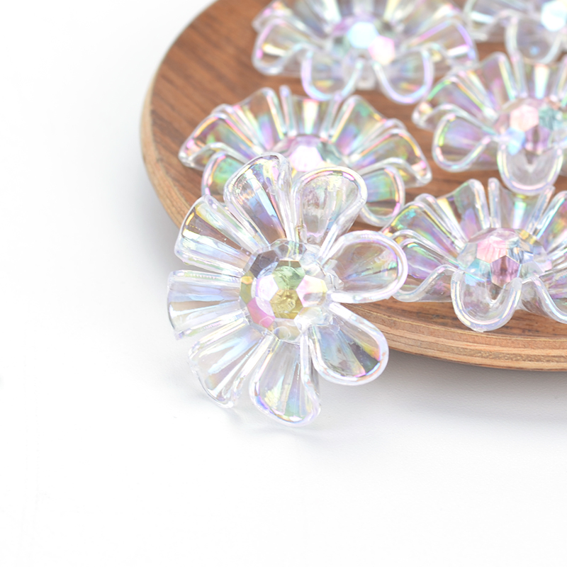 25Pcs Bloemblaadje Bloem Abs Acryl Strass Voor Kristal Cabochons Voor Sieraden Maken Decoratie Diy Haarspeld Accessoires: White