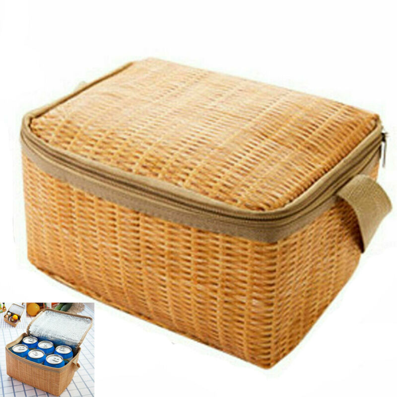 Scatola di pranzo Tote Sacchetti di Cibo Conveniente Addensare Pranzo Al Sacco Imitazione Rattan Intreccio Articolo Impermeabile Sacchetto del Pranzo di Conservazione di Calore