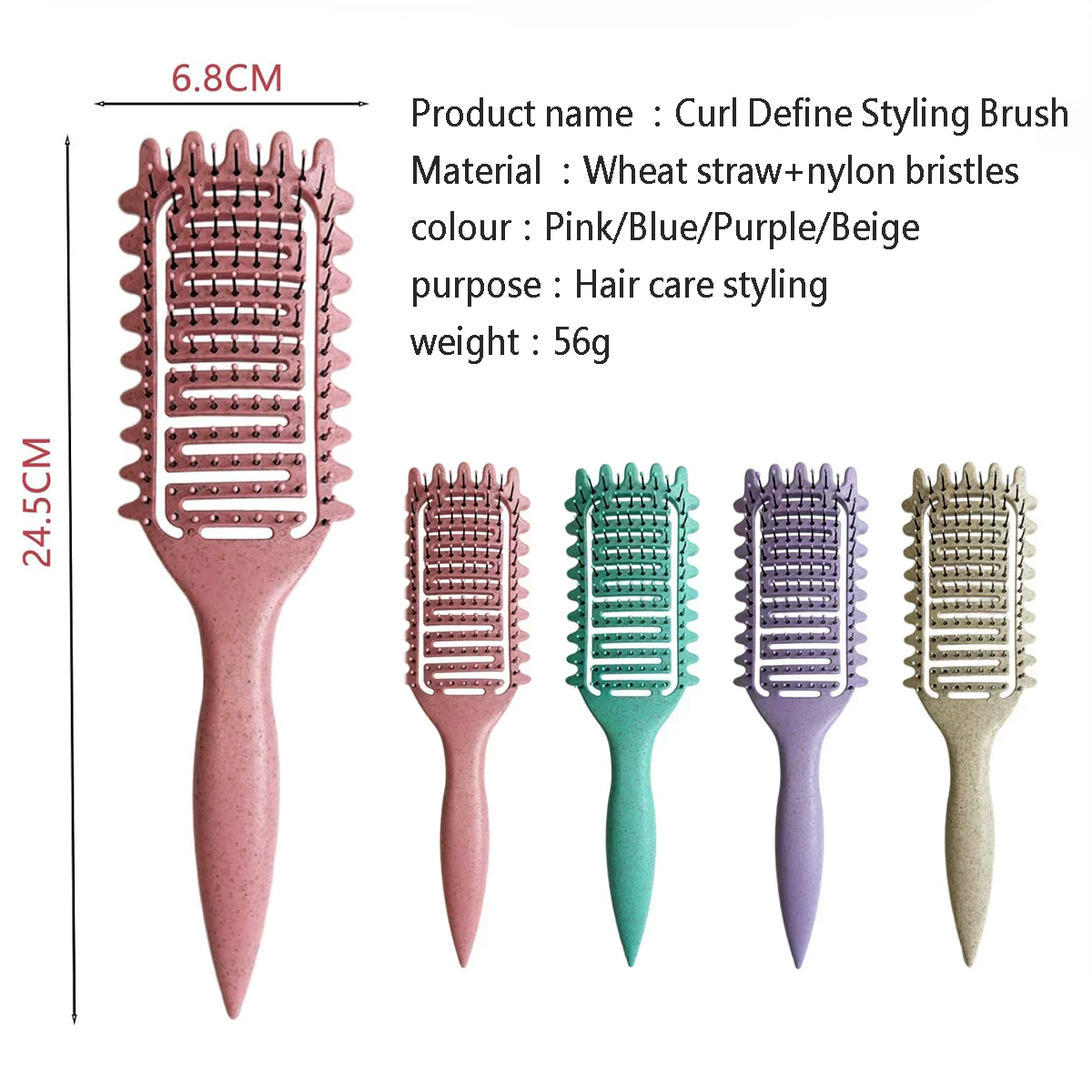 Tragbare Bürste für lockiges Haar, aushöhlen, Curl Define-Styling-Bürste, Bartkamm, Styling-Entwirrungsbürste, Mehrzweck-Styling für zu Hause
