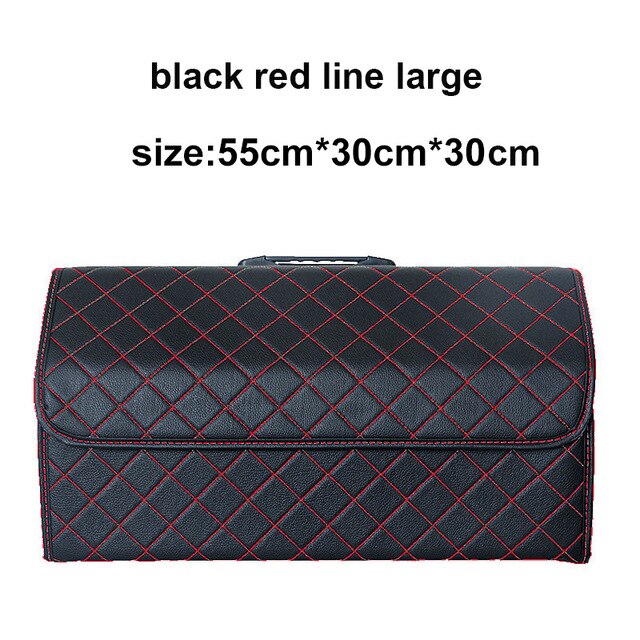 Multipurpose Collapsible Car Trunk Storage Organizer back red line: black red-L