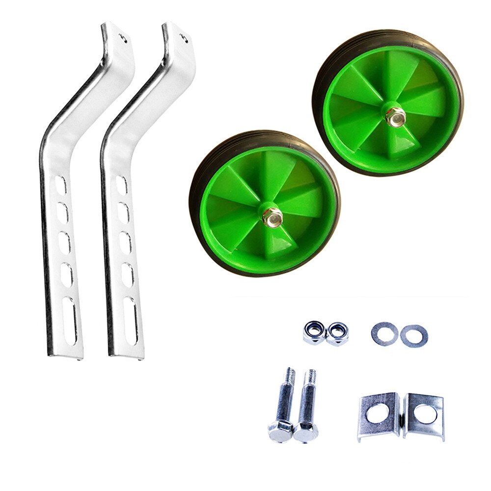 1 juego de ruedas de bicicleta Universal para niños de 12 a 20 pulgadas, piezas de bicicleta para niños, estabilizadores de bicicleta, accesorios auxiliares de equilibrio para ciclismo: green