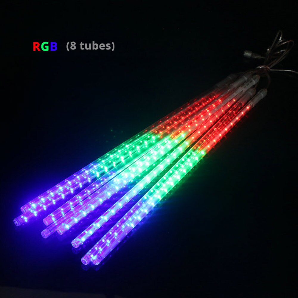 Waterdichte Meteorenregen 8 Tubes Led String Kerstverlichting Lamp Bruiloft Decoratie Xmas Verlichting 30Cm En 50cm: RGB / 30CM / ons aansluiten