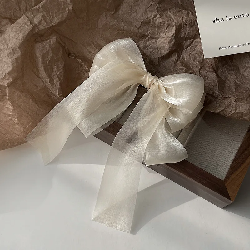 Pinza para el pelo con lazo de hilo blanco y negro para mujer y niña, horquilla para la Cabeza trasera, accesorios para el cabello de , primavera y verano, novedad de 2023: Gris