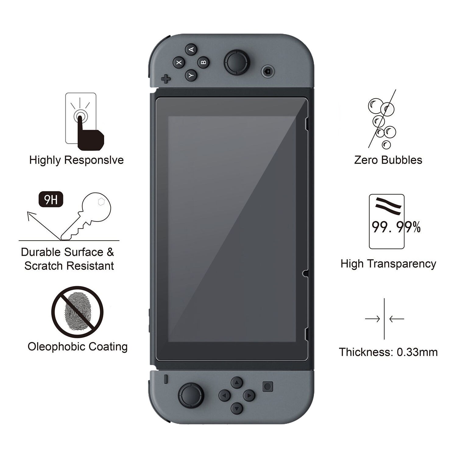 OSTENT 2 x Gehärtetem Glas Screen Protector Film Abdeckung Haut Schutz für Nintendo Schalter Konsole