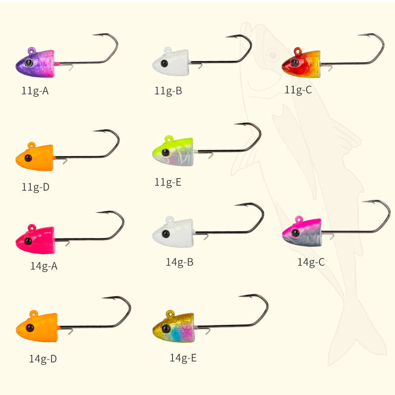 TSURINOYA-anzuelos de cabeza plomada de 11g y 14g, señuelo suave para pesca en aguas profundas, aparejos de Metal, accesorios de pesca