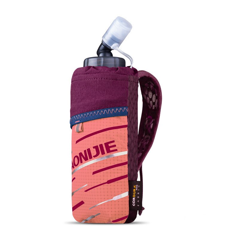 Aonijie ultralichte hydratatiepack, handtas voor zachte drinkflessen, waterfleshouder, telefoonhouder, etui voor outdoor kamperen en wandelen: Roze tas met fles