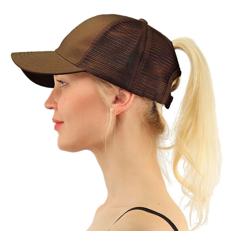 1pc Ponytail Cap Women Men Cotton Adjustable Sunshade Mesh Sun Hat Sportswear Accessory