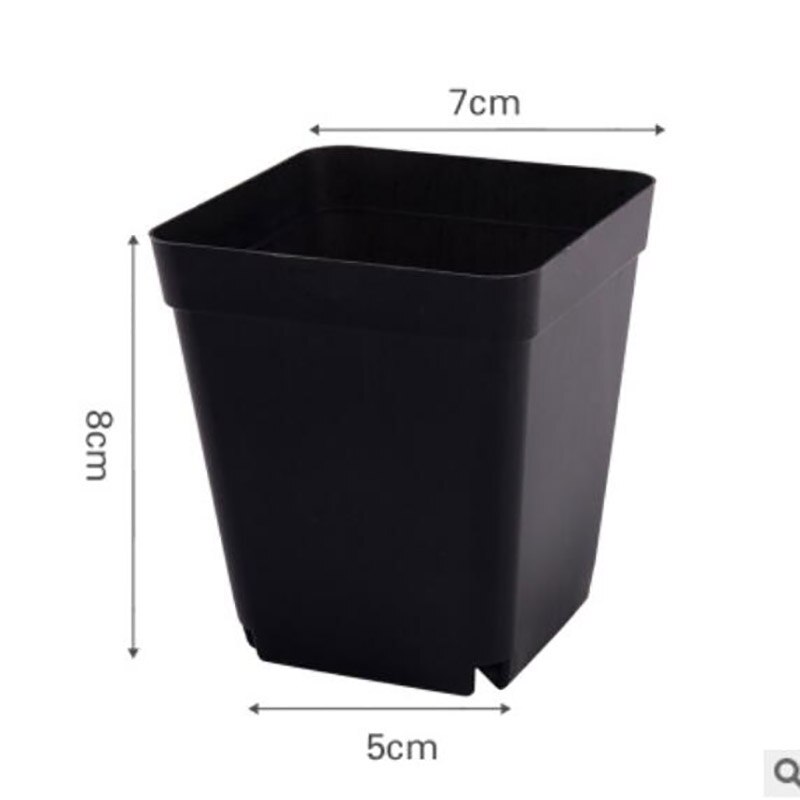 8*7*5 CM Plant Pot Plastic Flower Pots Small Square Pots for Succulent Plants Garden Decor Black